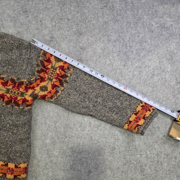 Vintage Abercrombie & Fitch Sweater Womens Medium Gray Wool Rollneck Fair Isle - Picture 8 of 11